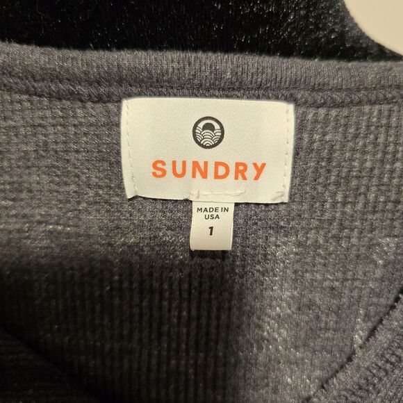 SUNDRY Take It Easy Thermal Graphic Print Long Sleeve 1 Small Top Gray Be Kind - Picture 8 of 10